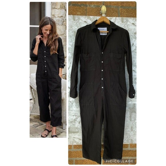 Frank & Eileen Women’s Northern Ireland Flax Cotton Jumpsuit  Black XS - Picture 1 of 12